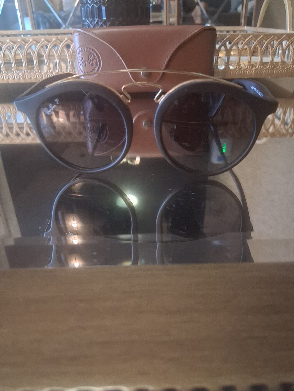 Ray Ban RB4256F Fashion Round Black and Gold Sunglasses - Picture 2 of 10